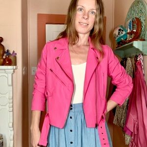 Anthropologie DOLAN Pink Linen Motorcycle Jacket NWT